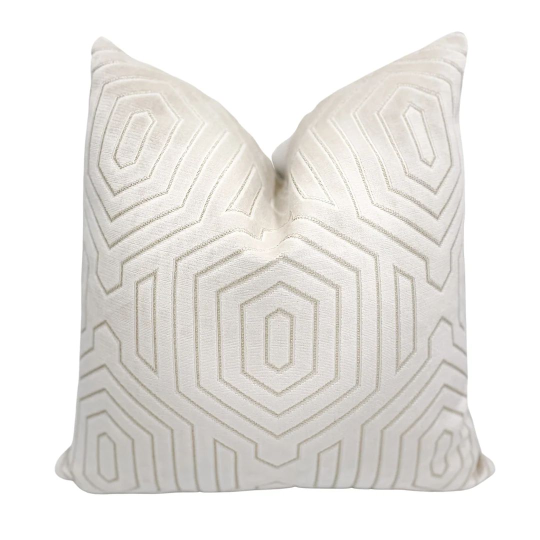 Beacon Hill Primo Cream Contoured Velvet Pillow Cover | Cream Velvet Pillow Cover | Couch Pillow ... | Etsy (US)
