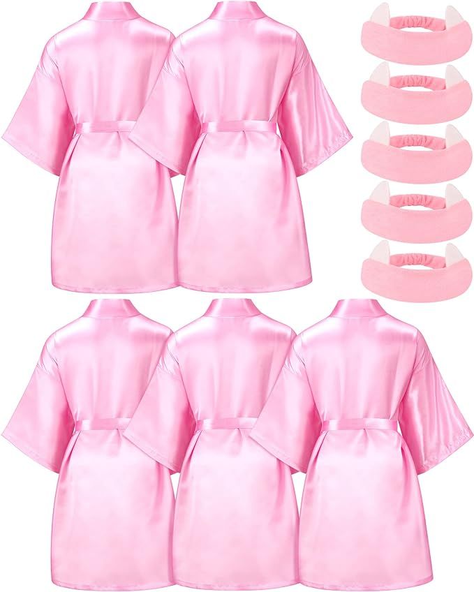 10 Pack Spa Robes for Girls Party Slumber Party Favors Birthday Squad Robes DIY Silk Satin Bathro... | Amazon (US)