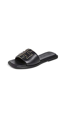 Tory Burch Women's Double T Sport Slides, Perfect Black/Gold, 6 Medium US | Amazon (US)