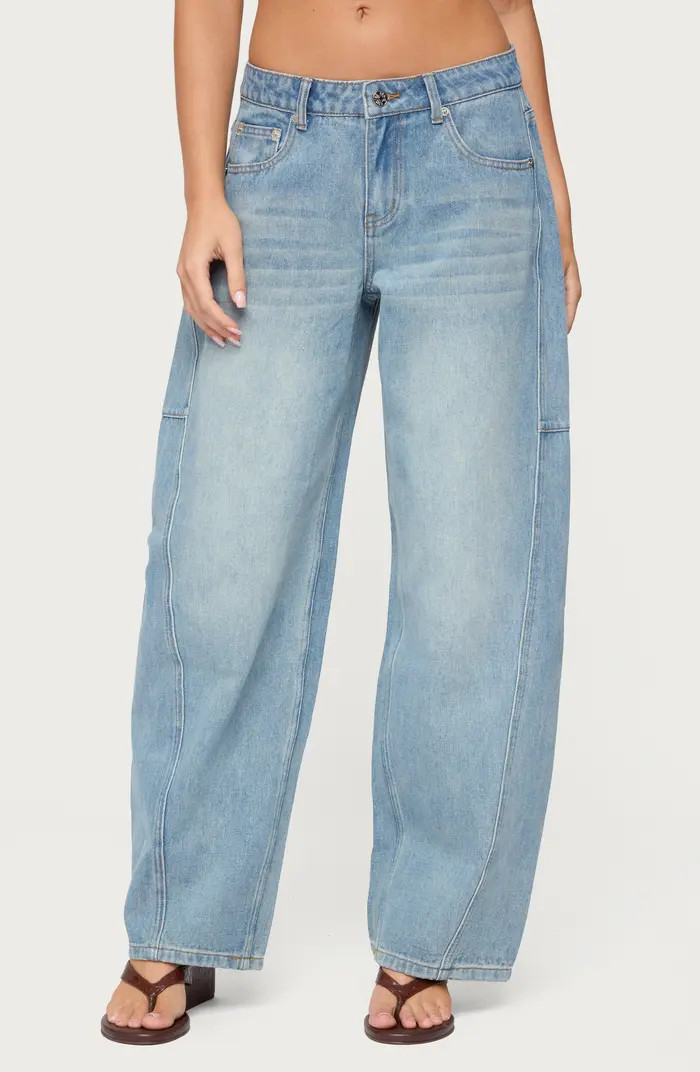 EDIKTED Korie Barrel Leg Low Rise Jeans | Nordstrom | Nordstrom