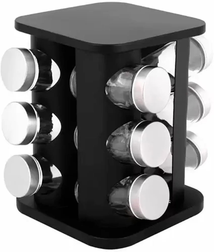 Porta Temperos E Condimentos Giratório Inox Preto 12 Potes | Amazon (BR)