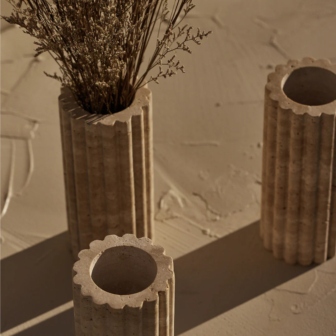 Fluted Travertine Vase | StyleMeGHD