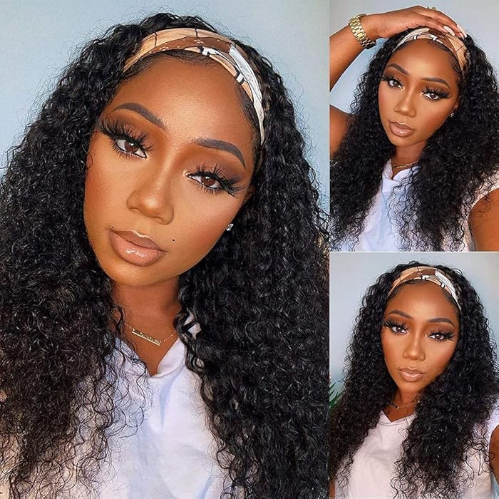 WENYAN Headband Wig Human Hair Deep Wave 18 Inch Wigs for Black Women Glueless None Lace Front Cu... | Amazon (US)