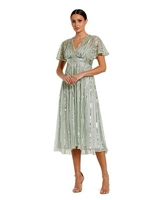 Women's Embellished Short Sleeve Empire Waist Dress | Macy's