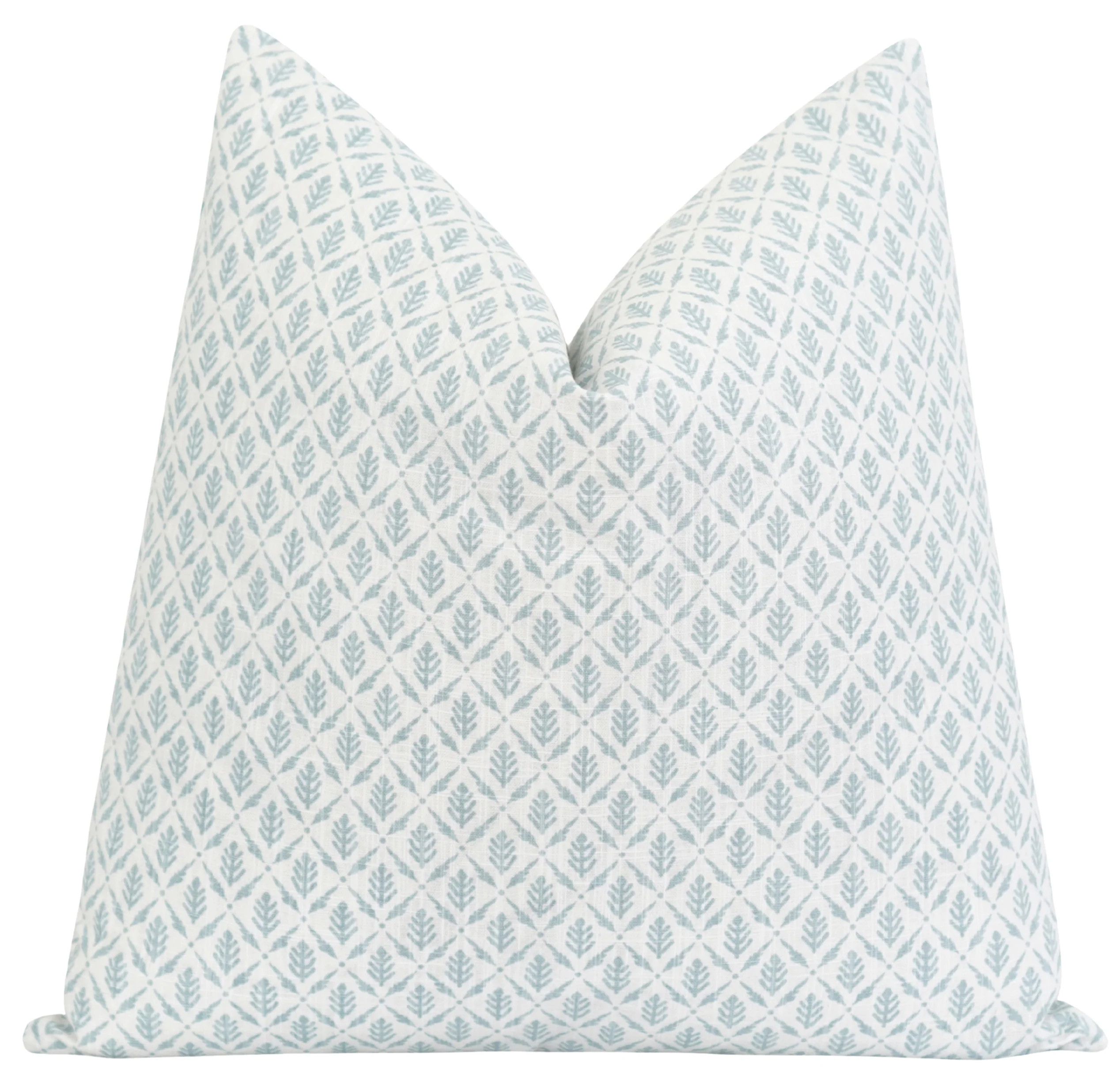 Vaiden Cool Blue Floral Block Print Throw Pillow | Land of Pillows