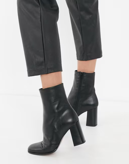 Whistles leather heeled boots in black | ASOS (Global)