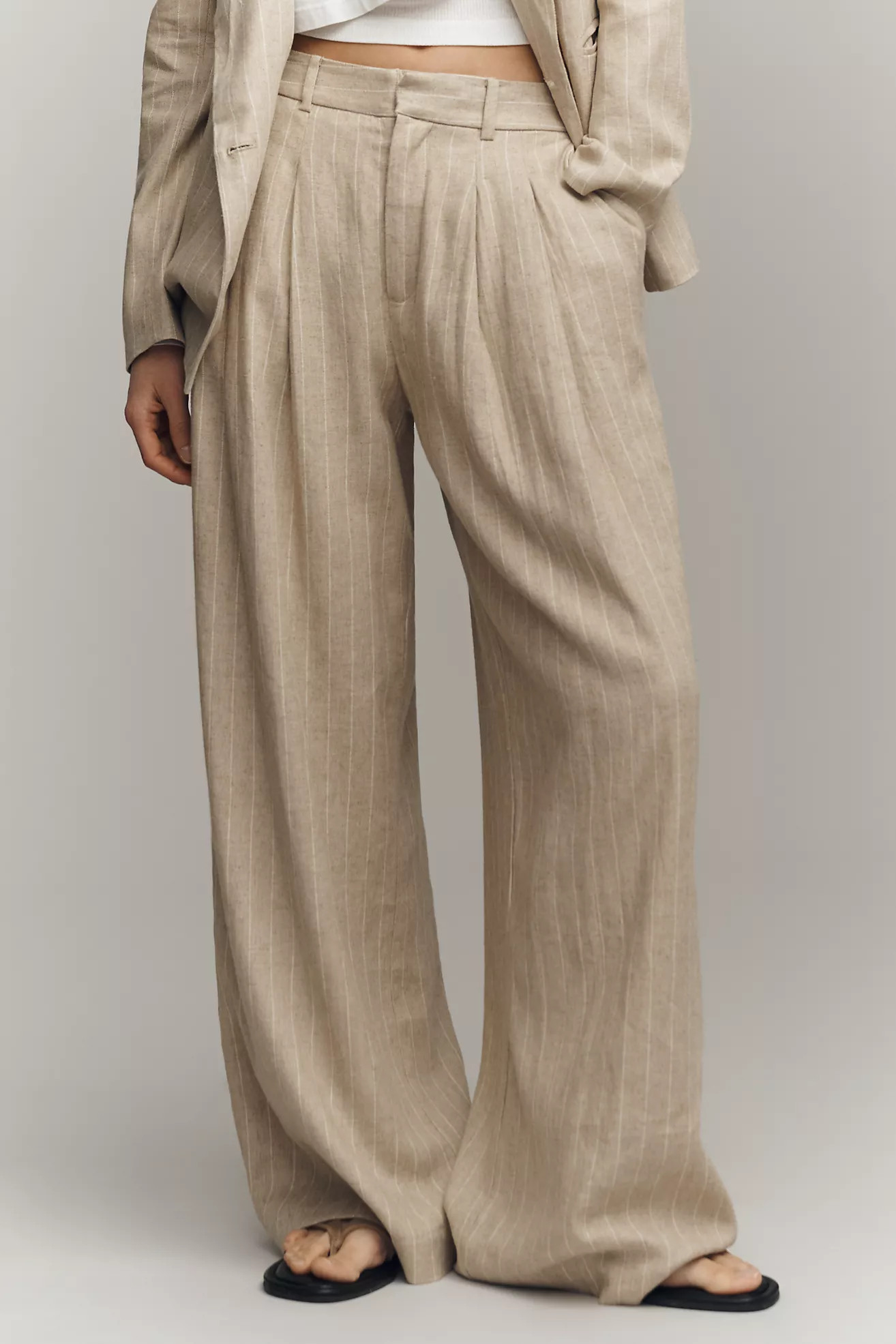 Avery Linen Blend Stripe Twill Pants by Maeve | Anthropologie (US)