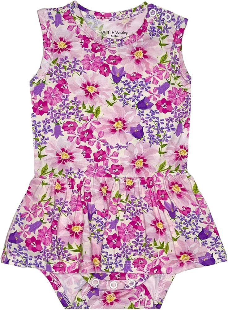 Lev Baby Girls Sleeveless Bodysuit - Soft Bamboo Outfit with Snaps - PJ & Play | Amazon (US)