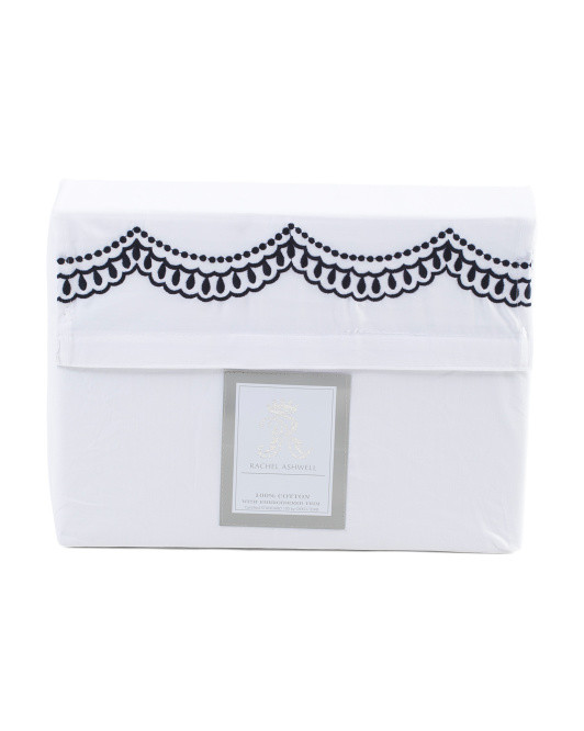 Cotton Percale Scallop Embroidered Sheet Set | TJ Maxx