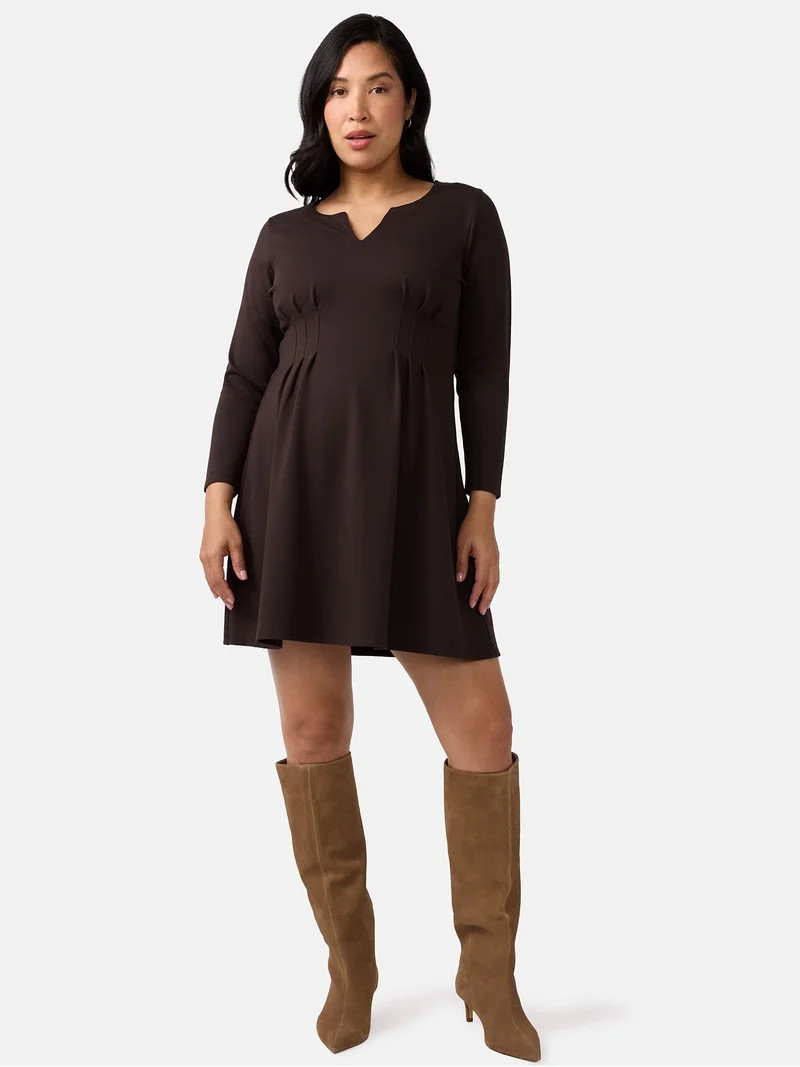 Ingrid & Isabel For Every Belly Women\u2019s Maternity Pintuck Mini Dress, Sizes S-XXL | Walmart (US)