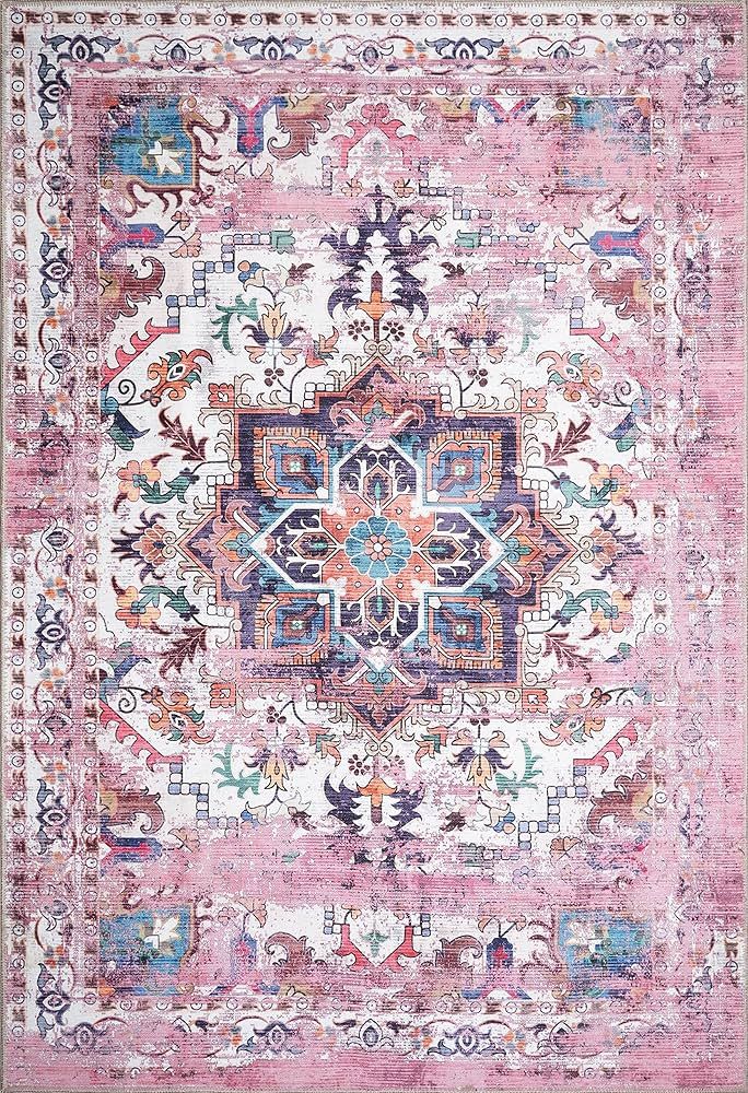 GLN Rugs Machine Washable Area Rug, Rugs for Living Room, Rugs for Bedroom, Bathroom Rug, Kitchen Rug, Printed Vintage Rug, Home Decor Traditional Carpet | Amazon (US)