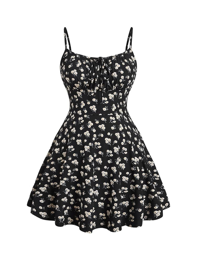 Verdusa Women's Plus Size Floral Summer Dresses Boho Short Sundress Holiday Cami Flowy Dress | Amazon (US)