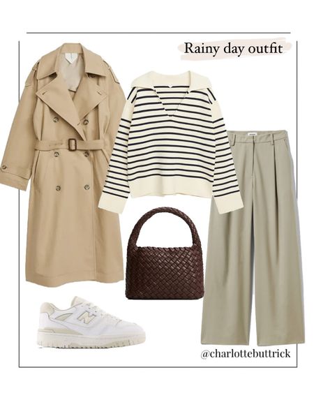 Rainy day outfit - transitional outfit - wardrobe essentials - trench coat - wide leg trousers - new balance 550 - uk fashion influencer - neutral style 

#LTKshoecrush #LTKSeasonal #LTKstyletip
