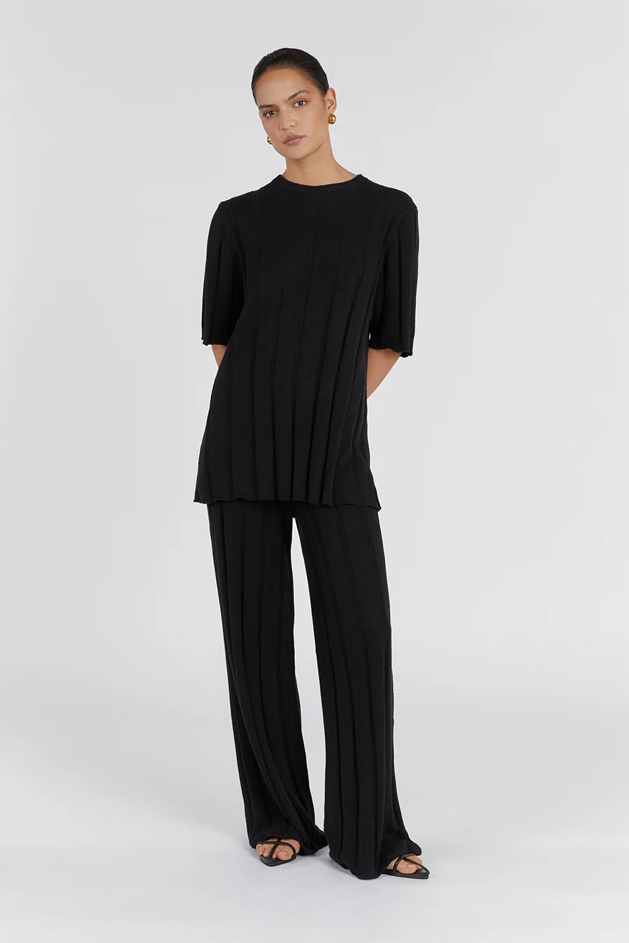 EMERY BLACK WIDE LEG PANT | DISSH