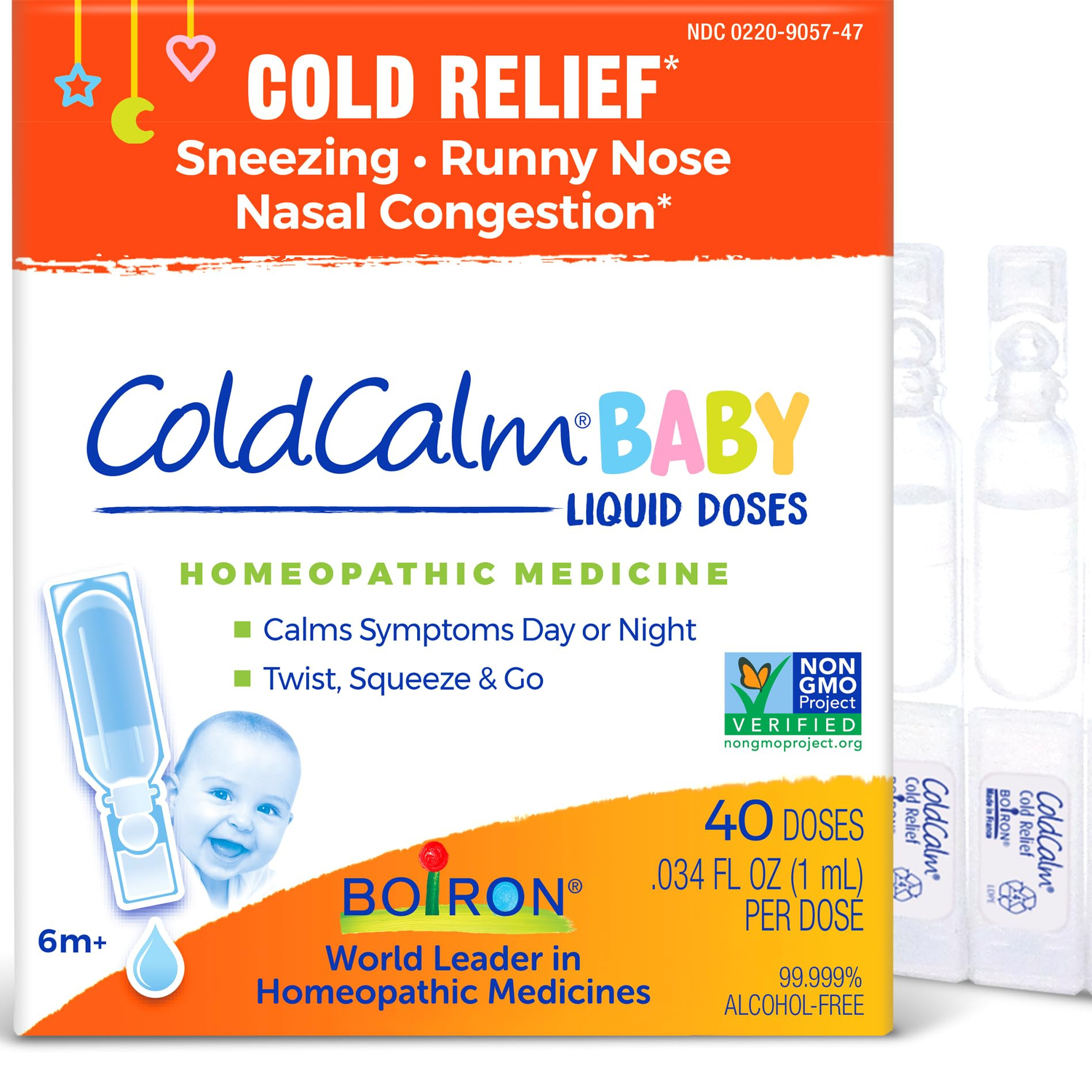Boiron ColdCalm Baby 40 Count - Single-Use Drops for Relief from Cold Symptoms of Sneezing, Runny... | Amazon (US)