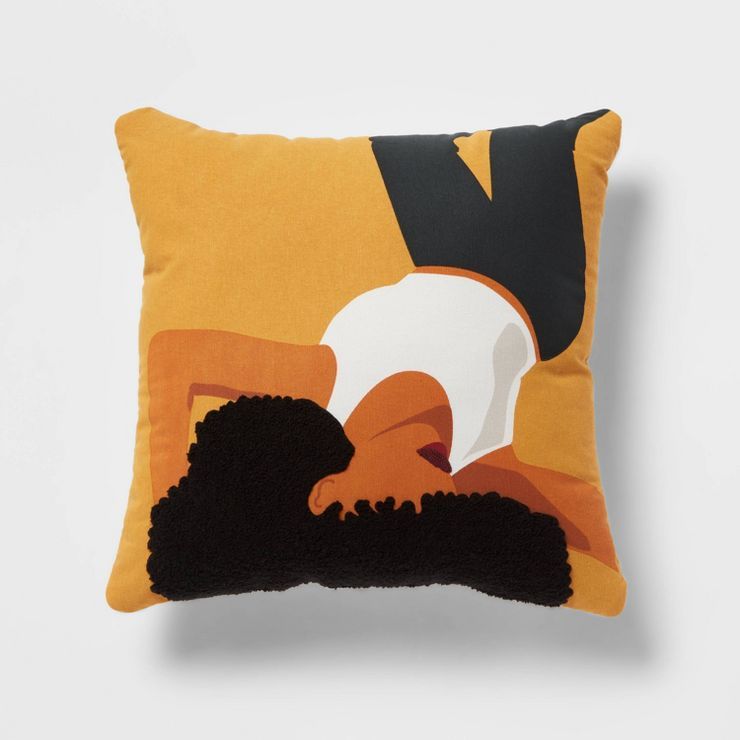 18"x18" Square Shinin Cotton Decorative Pillow Dark Yellow - Room Essentials™ | Target