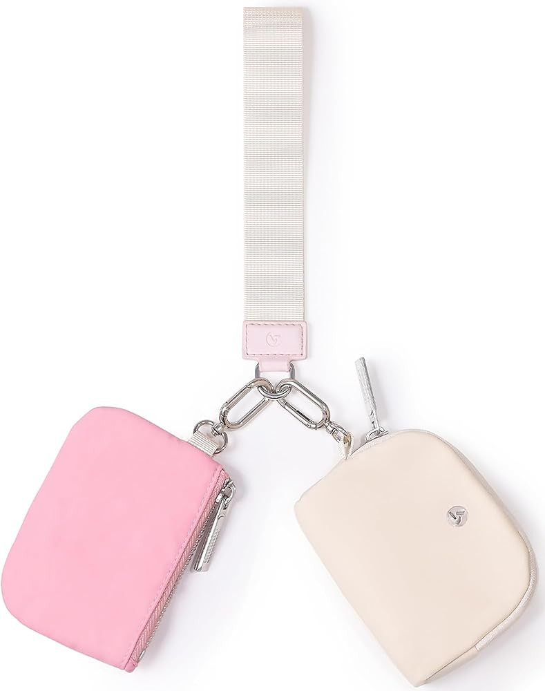 Dual Pouch Wristlet Wallets for Women, Mini Zip Around Wristlet Wallet, Double Pocket Wrist Walle... | Amazon (US)