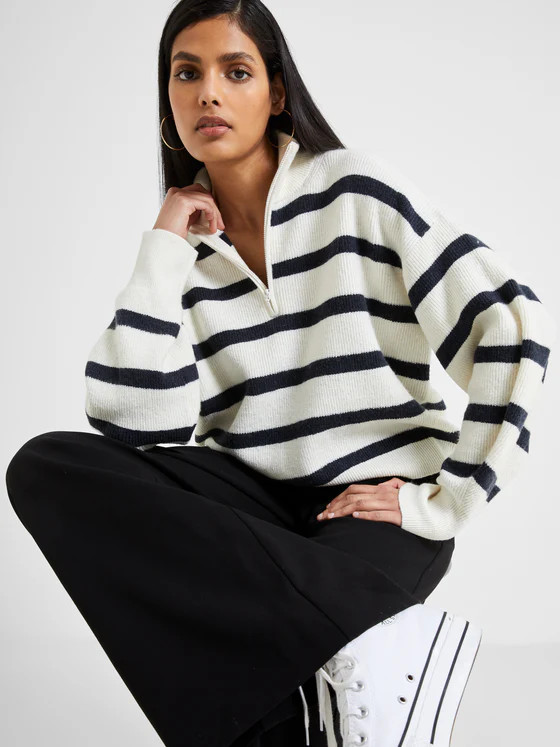 Vhari Recycled Stripe Half Zip Jumper | French Connection (UK)