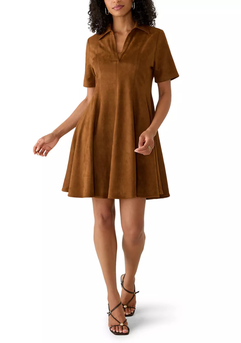 Women's Short Sleeve Suede A-Line Dress | Belk