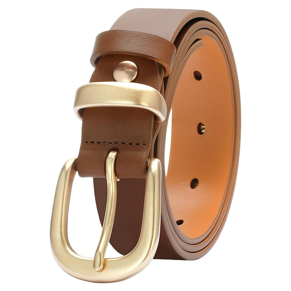 Womens Belts for Jeans 1.1" Width Ladies Belts for Dresses Full Grain Leather Gold Buckle Belt Gi... | Amazon (US)