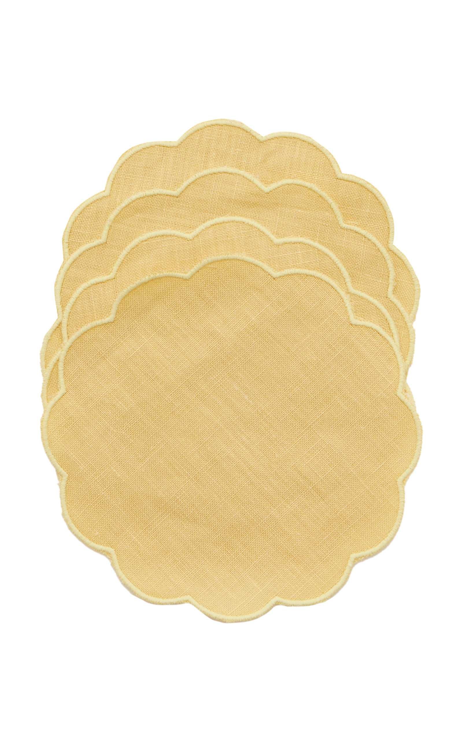 Set-Of-FourScalloped Linen Coasters | Moda Operandi (Global)