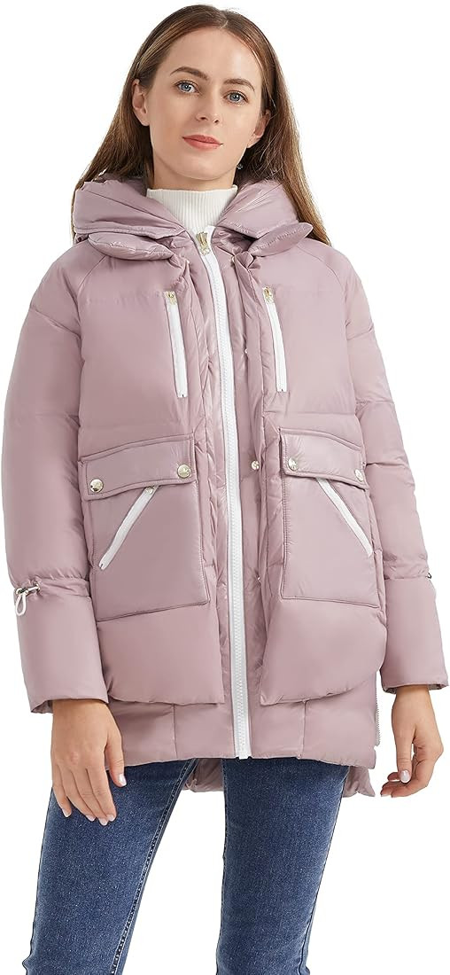 Orolay Women's Winter Thickened Down Coat Windproof Hooded Puffer Jacket with 6 Pockets | Amazon (US)