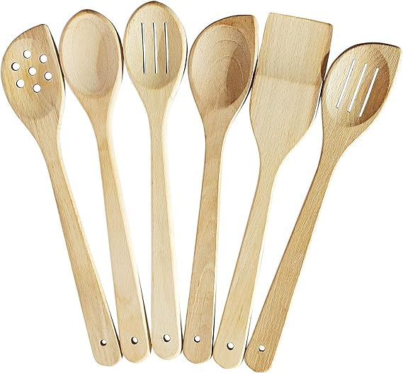 Healthy Wooden Spoons For Cooking Set of 6. Safe and Reliable Cooking Utensils for Kitchen – 10... | Amazon (US)