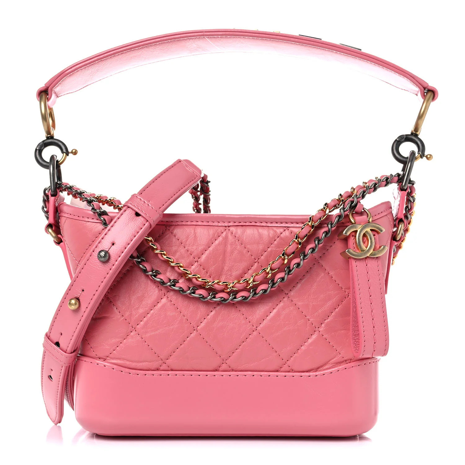 CHANEL Aged Calfskin Quilted Small Gabrielle Logo Hobo Rose | FASHIONPHILE | Fashionphile