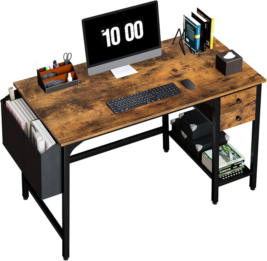Lufeiya Computer Desk with Drawers - 40 Inch Work Small Desk for Bedroom Home Office, Simple Stud... | Amazon (US)