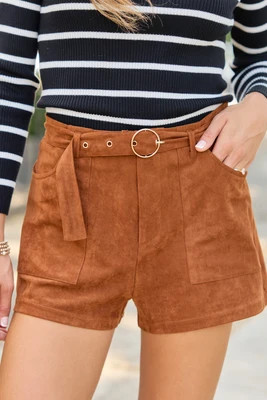 Warm & Cozy Brown Suede Shorts | Pink Lily