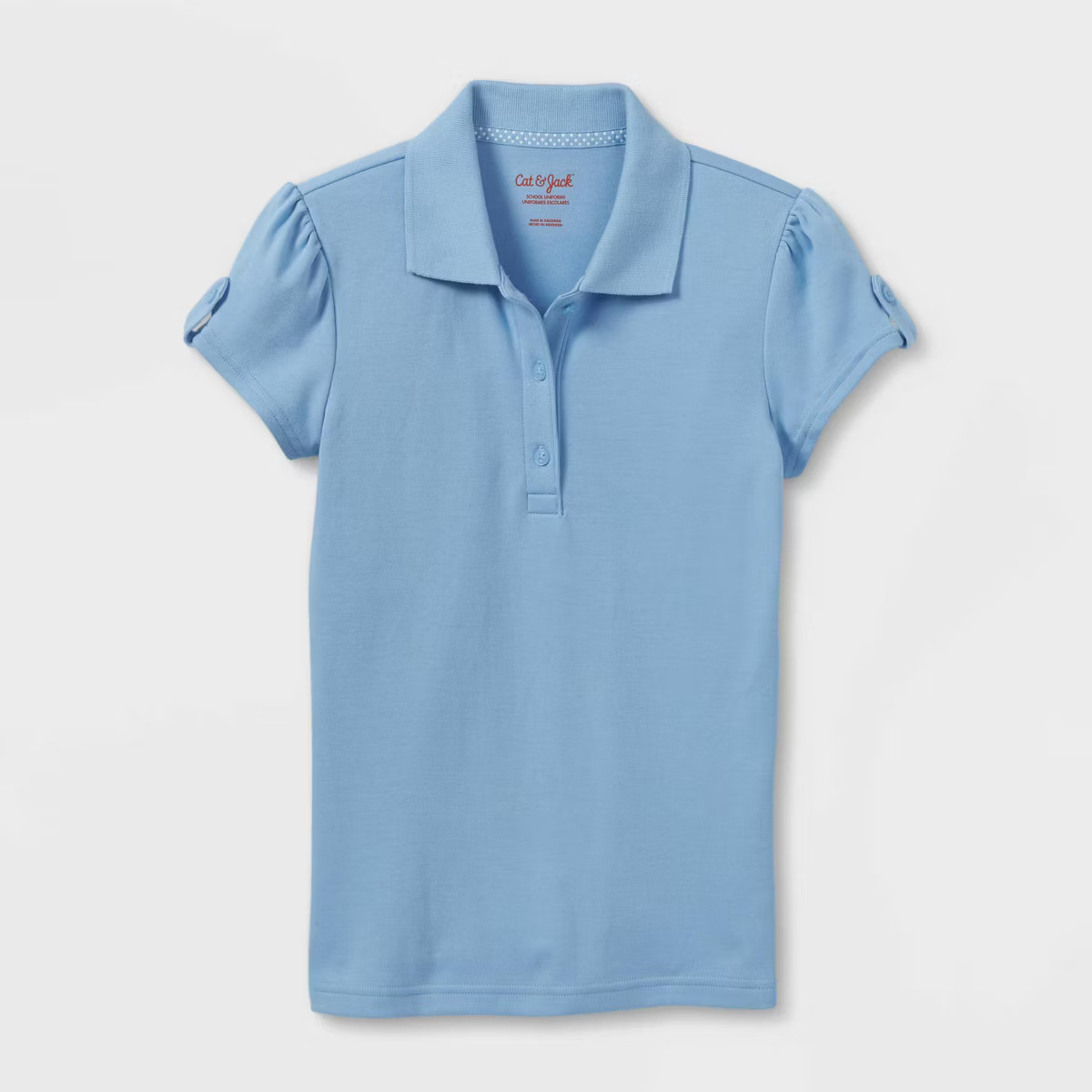 Girls' Short Sleeve Interlock Uniform Polo Shirt - Cat & Jack™ Light Blue S | Target