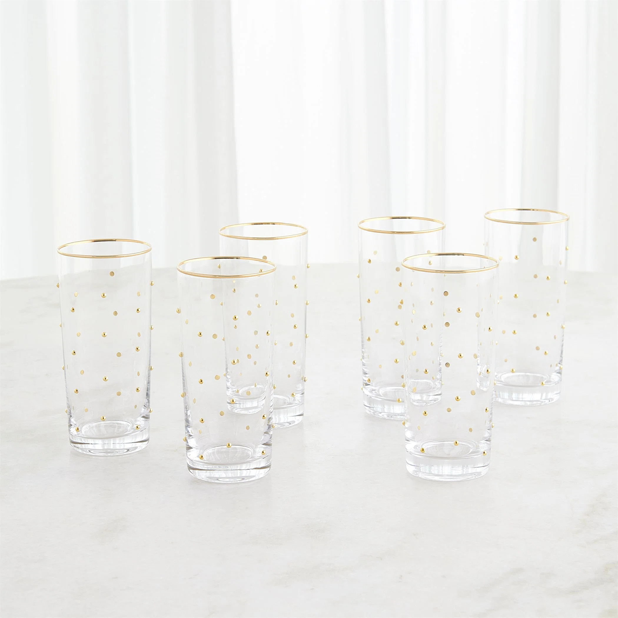 S/6 Celebration Highball Glasses-Clear W/Gold Dots (Set of 6) | Wayfair North America