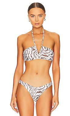Ganni V-string Bikini Top in Egret from Revolve.com | Revolve Clothing (Global)