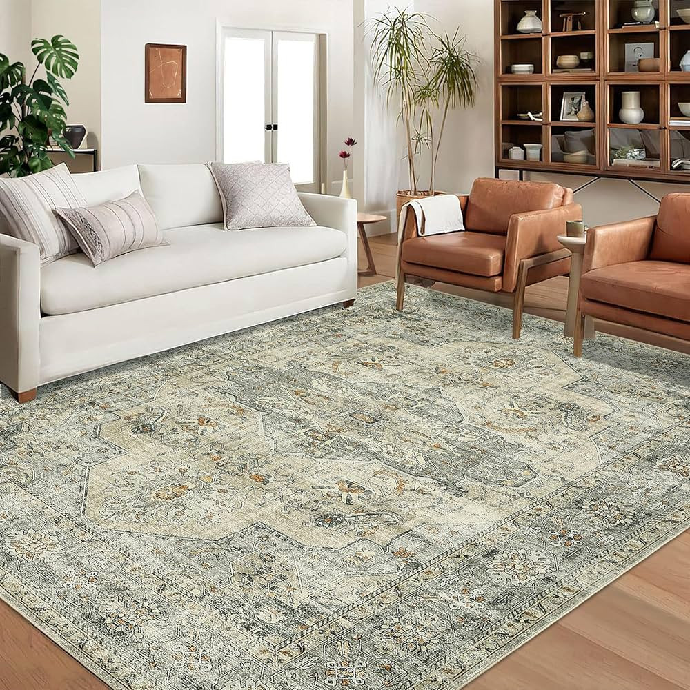8x10 Rug Living Room Rug Indoor Vintage Washable Rug Ultra-Thin Non-Shedding Floor Cover Traditio... | Amazon (US)