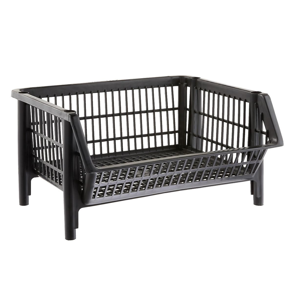 Our Basic Black Stackable Baskets | The Container Store
