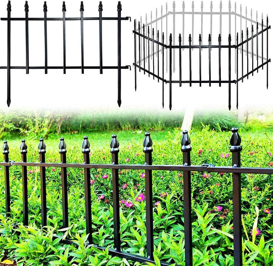 Metal Decorative Garden Fence 22" Wide x 18" High (5 Panels, Total Length 9.17 feet), Metal Borde... | Amazon (US)