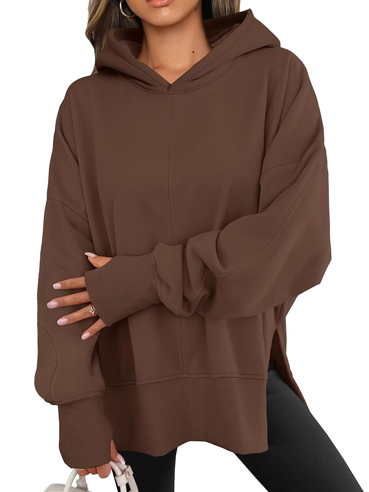 ANRABESS Womens Oversized Hoodies Long Sleeve Fleece Side Slit Hooded Sweatshirts Pullover 2025 F... | Amazon (US)