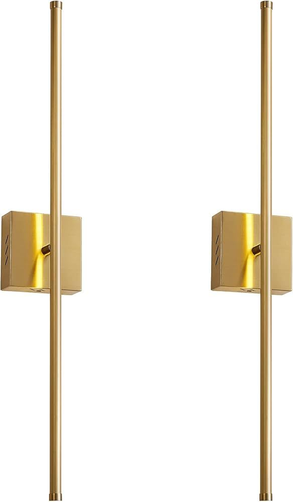 Modern Wall Sconces Set of Two, Dimmable Hardwired Wall Sconces, 350° Rotate, LED Brushed Brass ... | Amazon (US)