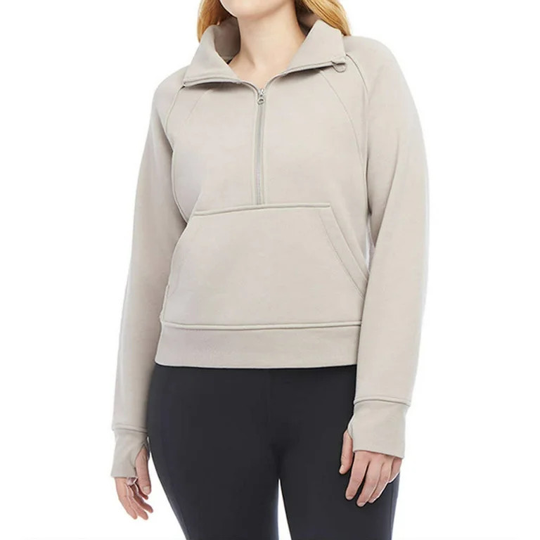 Danskin Women's Half Zip Pullover with Kangaroo Pocket (Tan, Small) | Walmart (US)