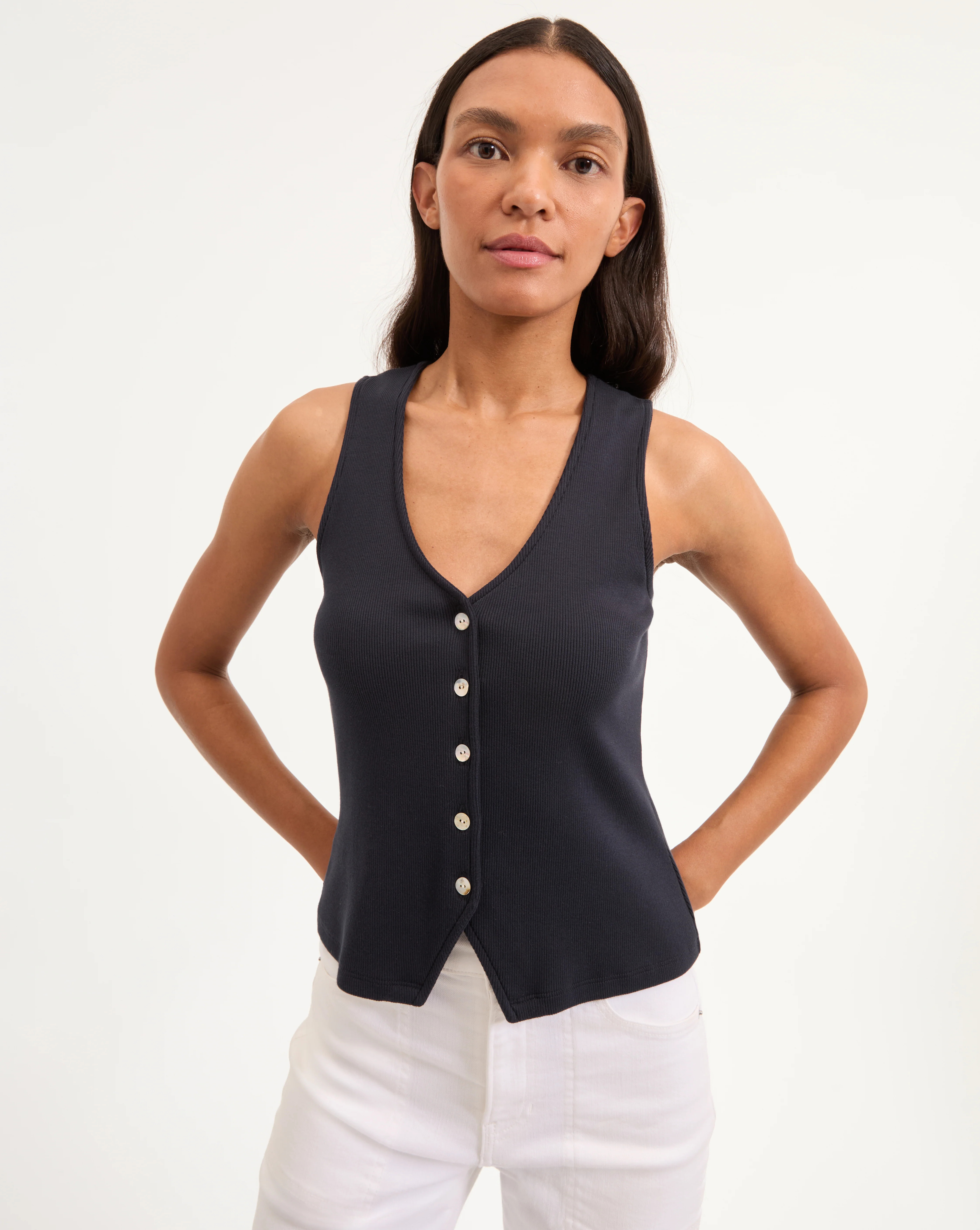Hoorne Button-Down Tank Top | Veronica Beard