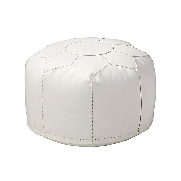 Mini White Faux Leather Pouf + Reviews | Crate and Barrel | Crate & Barrel
