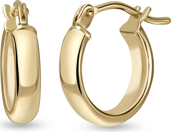14K Gold Beveled Edge Huggie Hoop Earrings | Nordstrom