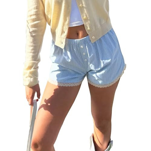 Women Y2k Pajamas Shorts Plaid Pajama Shorts Elastic Waisted Boxers Shorts Lounge Bottoms Shorts Sleepwear | Amazon (US)