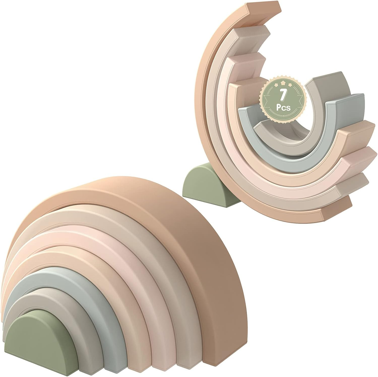 MCGMITT Rainbow Stacking Toy, Silicone Rainbow Stacker for Todders, Montessori Nesting Blocks, Bu... | Amazon (US)