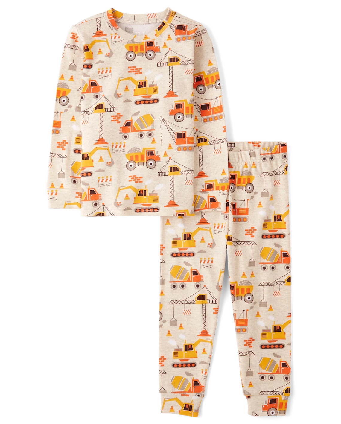Baby And Toddler Boys Construction Vehicle Snug Fit Cotton Pajamas - tan | The Children's Place