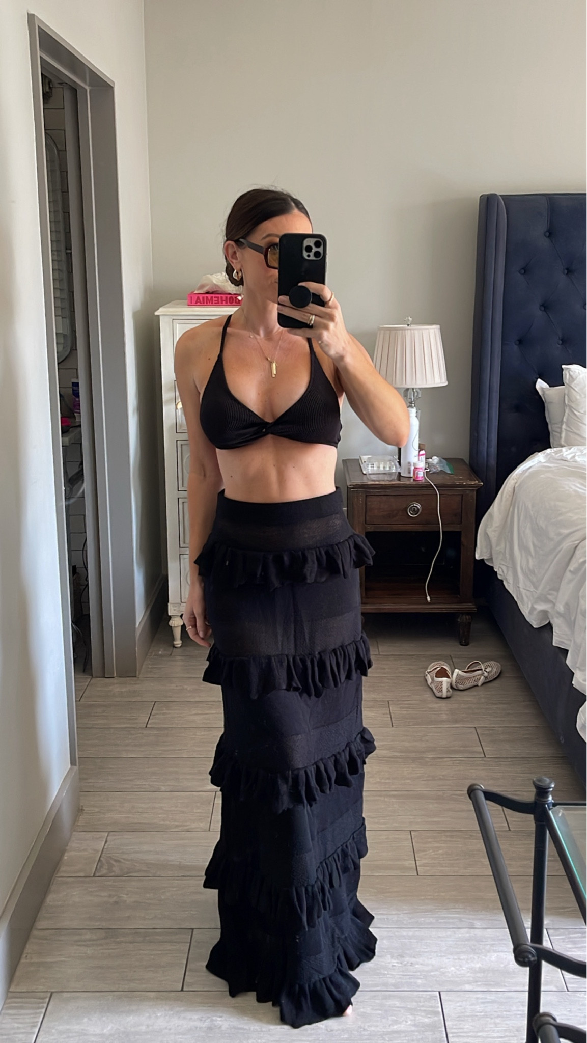 Pool look - wearing size small in skirt and swim 