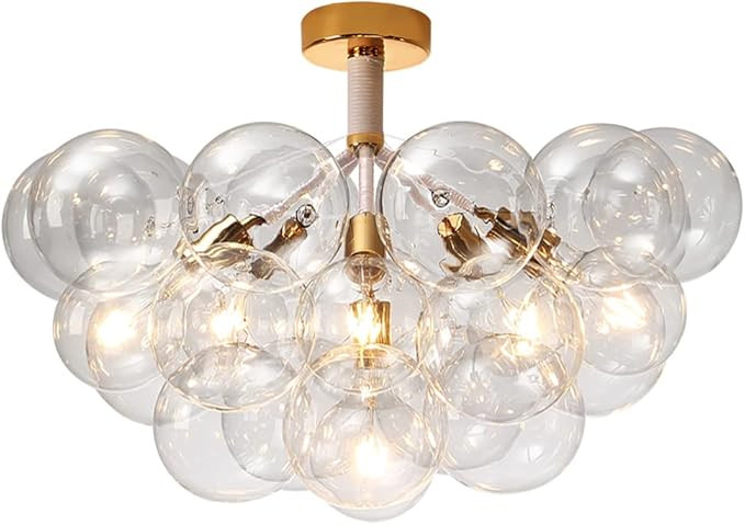 Glass Globe Ceiling Light Fixture, 6 Lights Bubble Globes Semi Flush Mount Light, Modern Sputnik ... | Amazon (US)