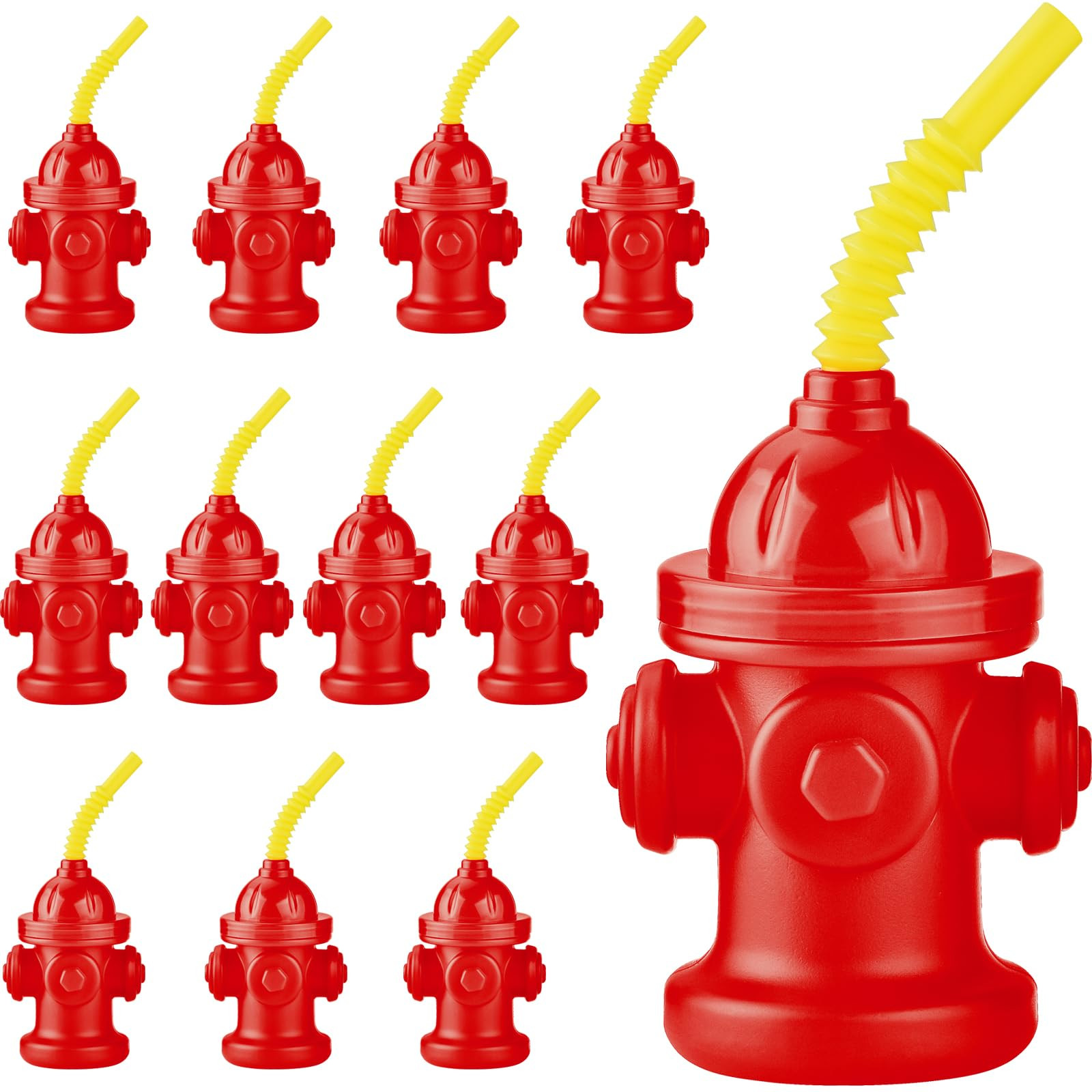 ALINK 12 PCS Fire Hydrant Cups with Lids and Straws for Paw Patrol Party Decorations, 10 oz Plast... | Amazon (US)