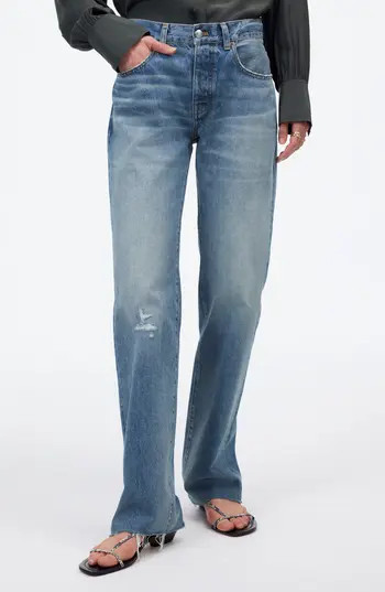 Madewell The Dean Airy Easy Straight Leg Jeans in Monessen Wash at Nordstrom Rack, Size 24 | Nordstrom Rack