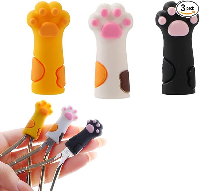 3 Pcs Silicone Cuticle Trimmer Nippers Tweezers Scissors Cover Protector 3 Colors Cat Paw Protect... | Amazon (US)